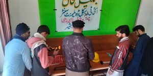 Students practicing plumbing at JKWO Skill Development Center in Beri Bari, Topi, South Bagh, Azad Kashmir.